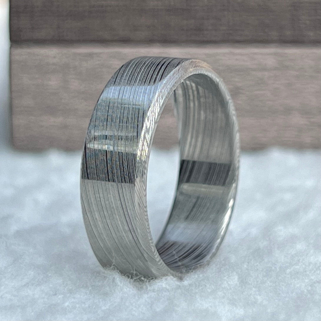 Damascus Stainless Steel Wedding Band — Groomsmen Gift
