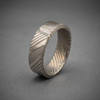 Damascus Stainless Steel Wedding Band — Silver Pattern