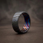 Zircoti Wedding Band — Black Chamfered Mokuti Ring