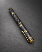 Damascus Steel Fountain Pen with Copper Clip, view 2