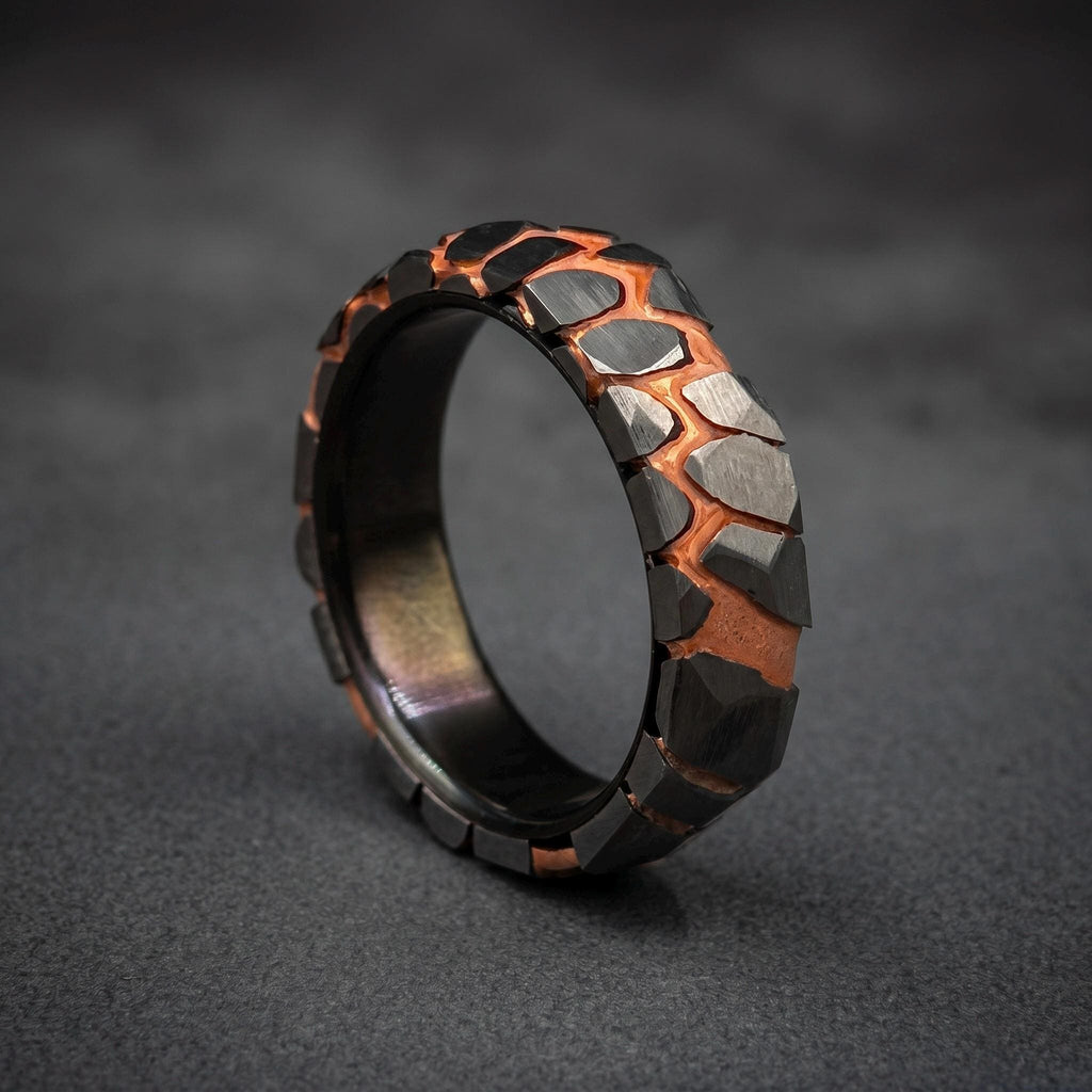 Superconductor Wedding Band — Copper Niobium Deep Etched