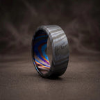 Zircoti Wedding Band — Black Chamfered Mokuti Ring