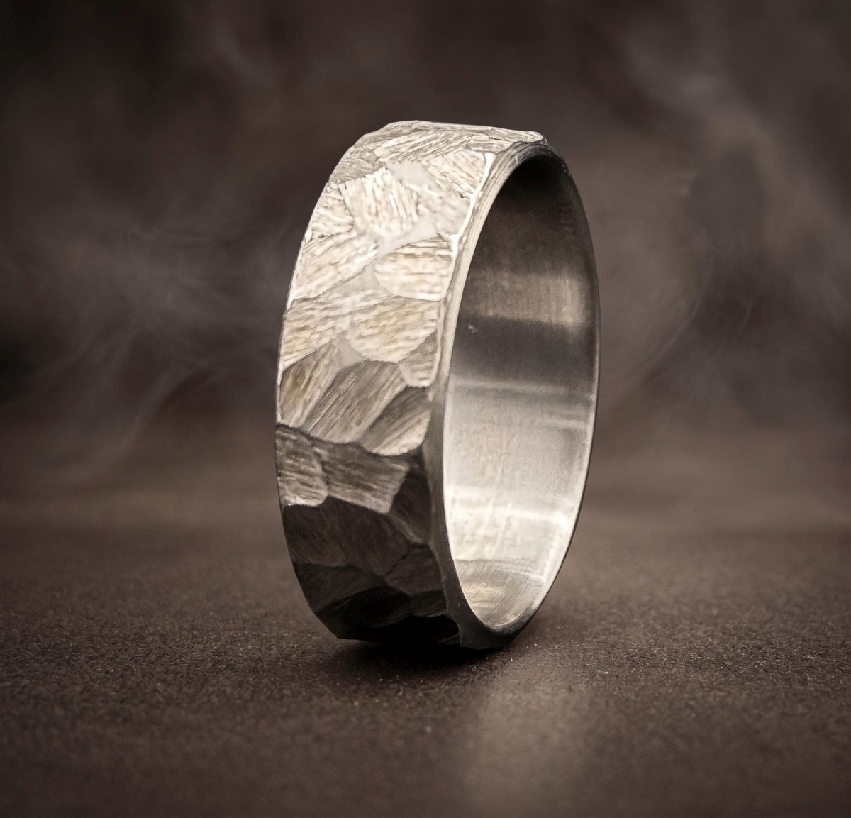 Hammered Titanium Wedding Band — Industrial Minimalist Ring