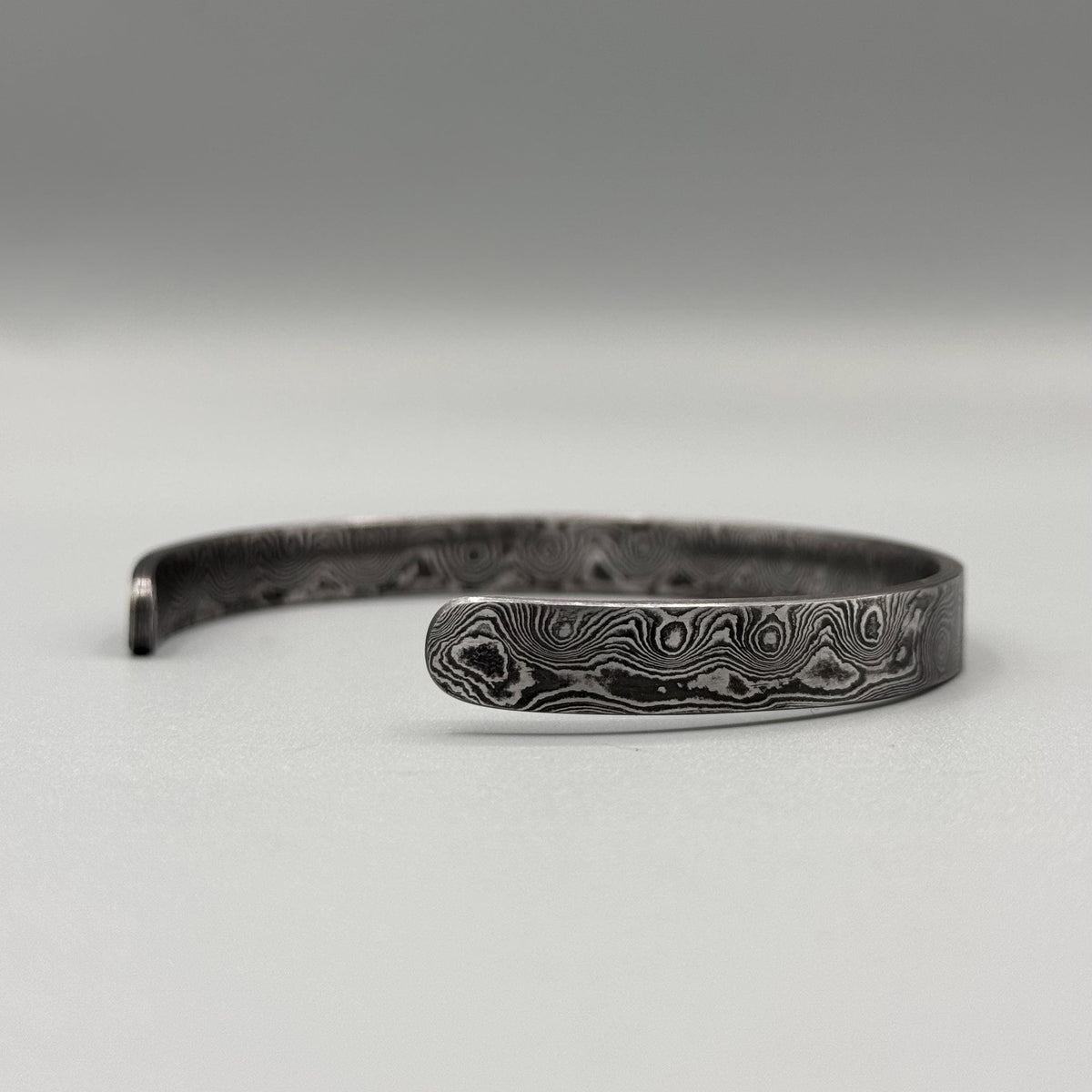 Damascus Steel Cuff Bracelet — Simple Minimalist Band