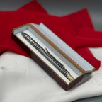 Damascus Steel Bolt Action Pen, Grooved — Viking Style
