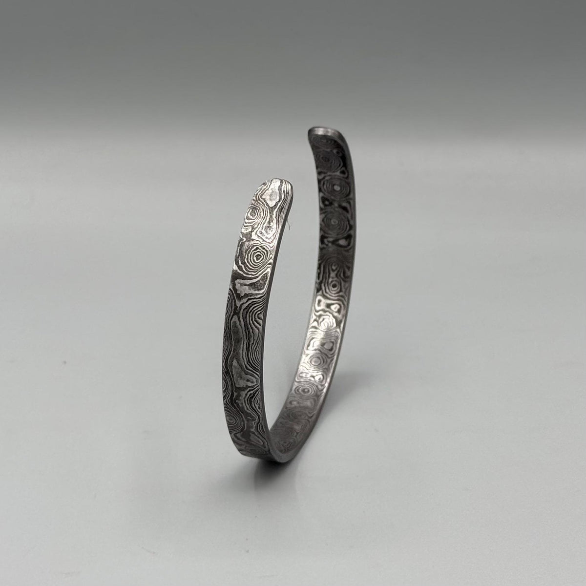 Damascus Steel Cuff Bracelet — Simple Minimalist Band