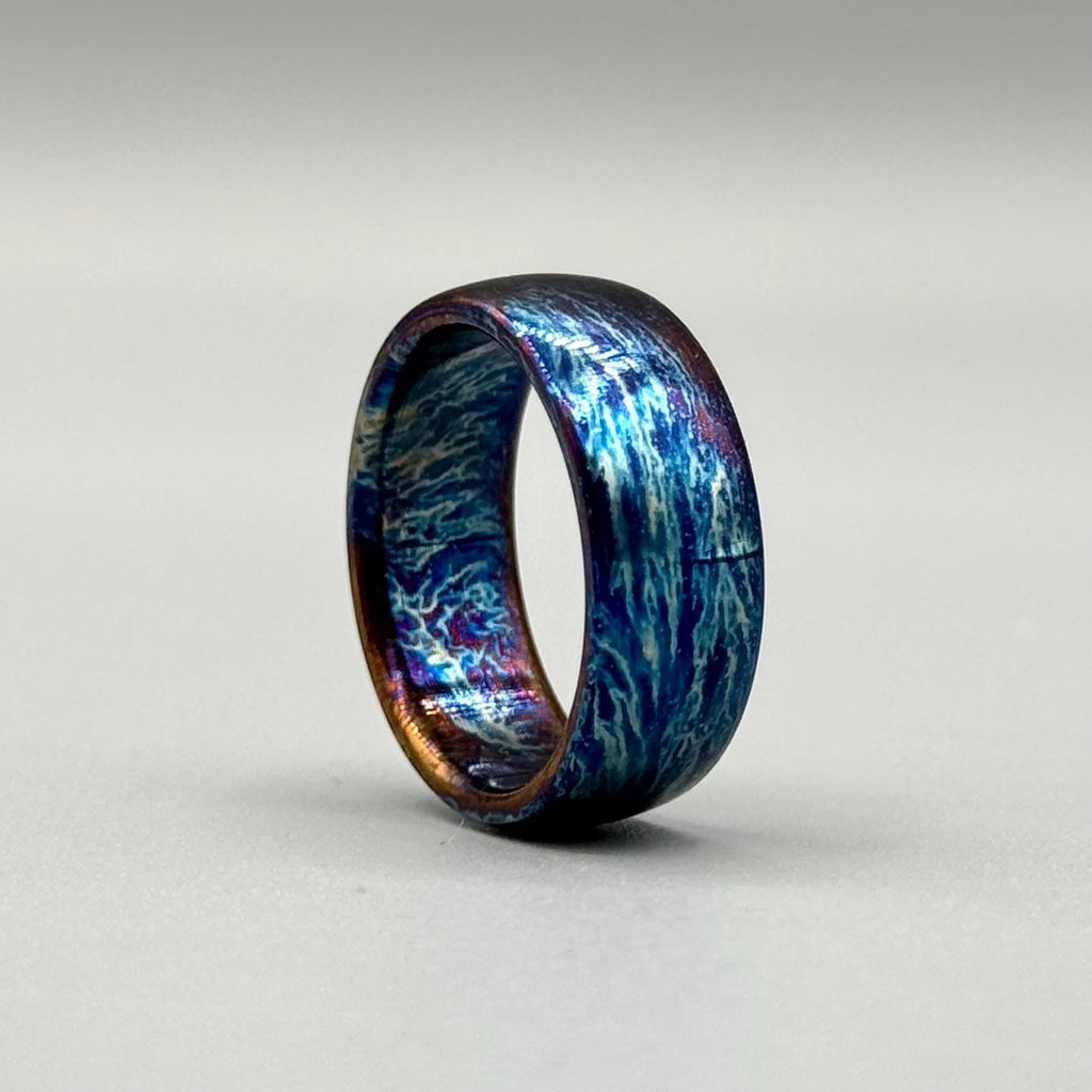 Heat Anodized Titanium Wedding Band — Custom Colorful Ring