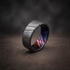 Zircoti Wedding Band — Black Chamfered Mokuti Ring