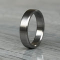 Brushed titanium wedding band, minimalist industrial engagement ring