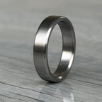 Brushed titanium wedding band, minimalist industrial engagement ring