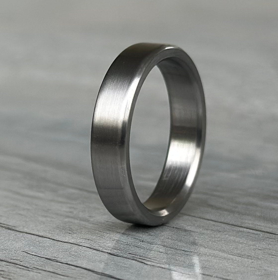 Brushed Titanium Wedding Band — Minimalist Industrial Ring