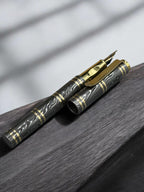 Damascus Steel Fountain Pen with Copper Clip