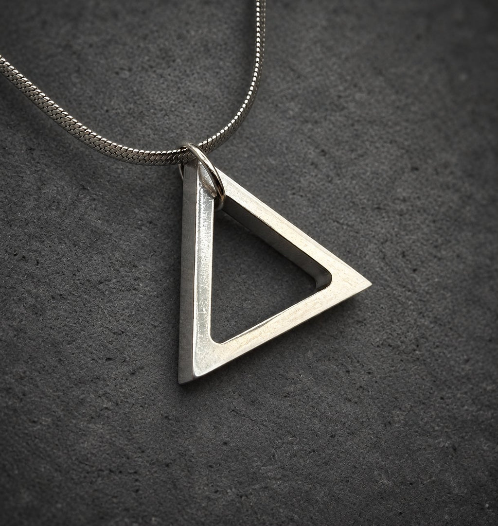 Titanium Triangle Pendant — Boho Minimalist Necklace