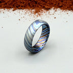 Zircoti Wedding Band — Black Titanium Damascus Ring