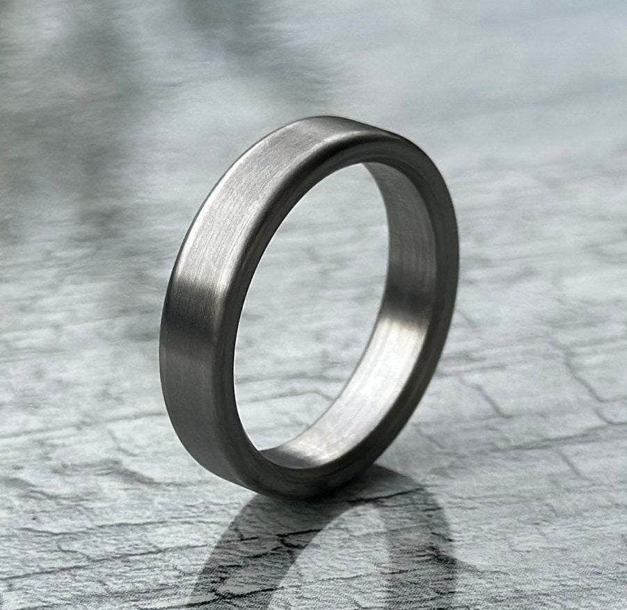 Brushed Titanium Wedding Band — Minimalist Industrial Ring