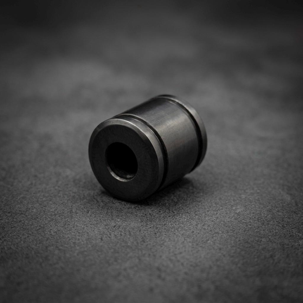 Zirconium Cylinder Lanyard Bead — Black Paracord Knife Bead