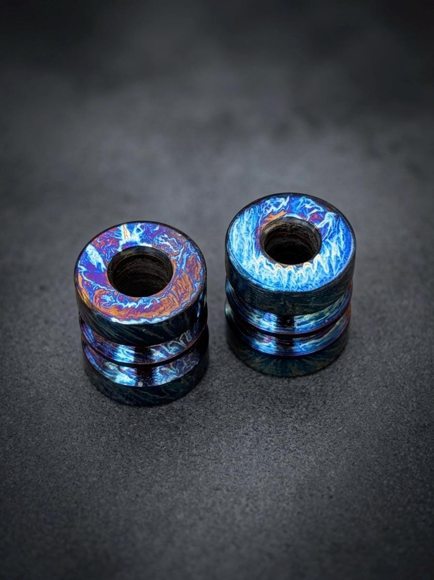 Titanium Cylinder Paracord Bead, 14 mm — Anodized Knife Bead