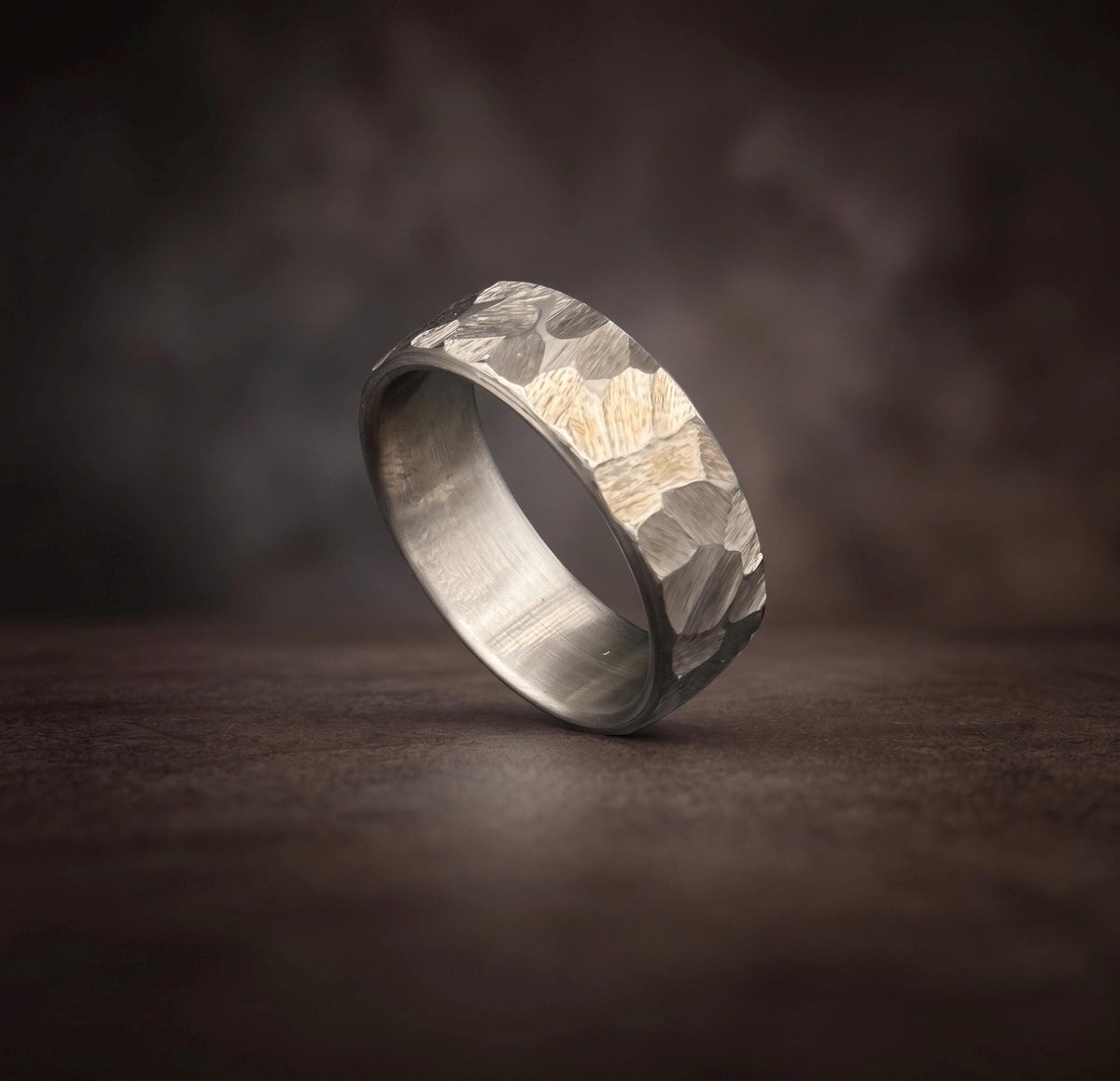 Hammered Titanium Wedding Band — Industrial Minimalist Ring