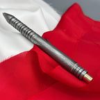 Damascus Steel Bolt Action Pen, Grooved — Viking Style