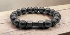 Damascus Steel Beaded Bracelet, Dumbbell Style, 12 mm Beads