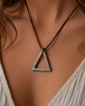 Damascus Steel Triangle Pendant — Minimalist Necklace