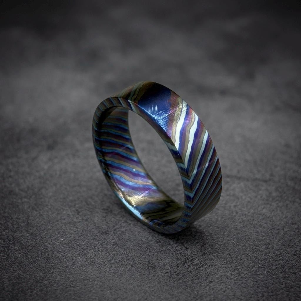Timascus Wedding Band — Zirconium Titanium Ring