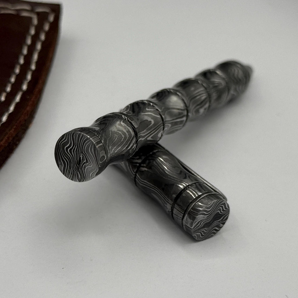 Damascus Steel Ballpoint Pen — Personalized Pocket Clip