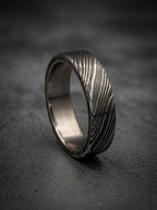 Damascus Steel Wedding Band — Titanium Inner Sleeve, view 6