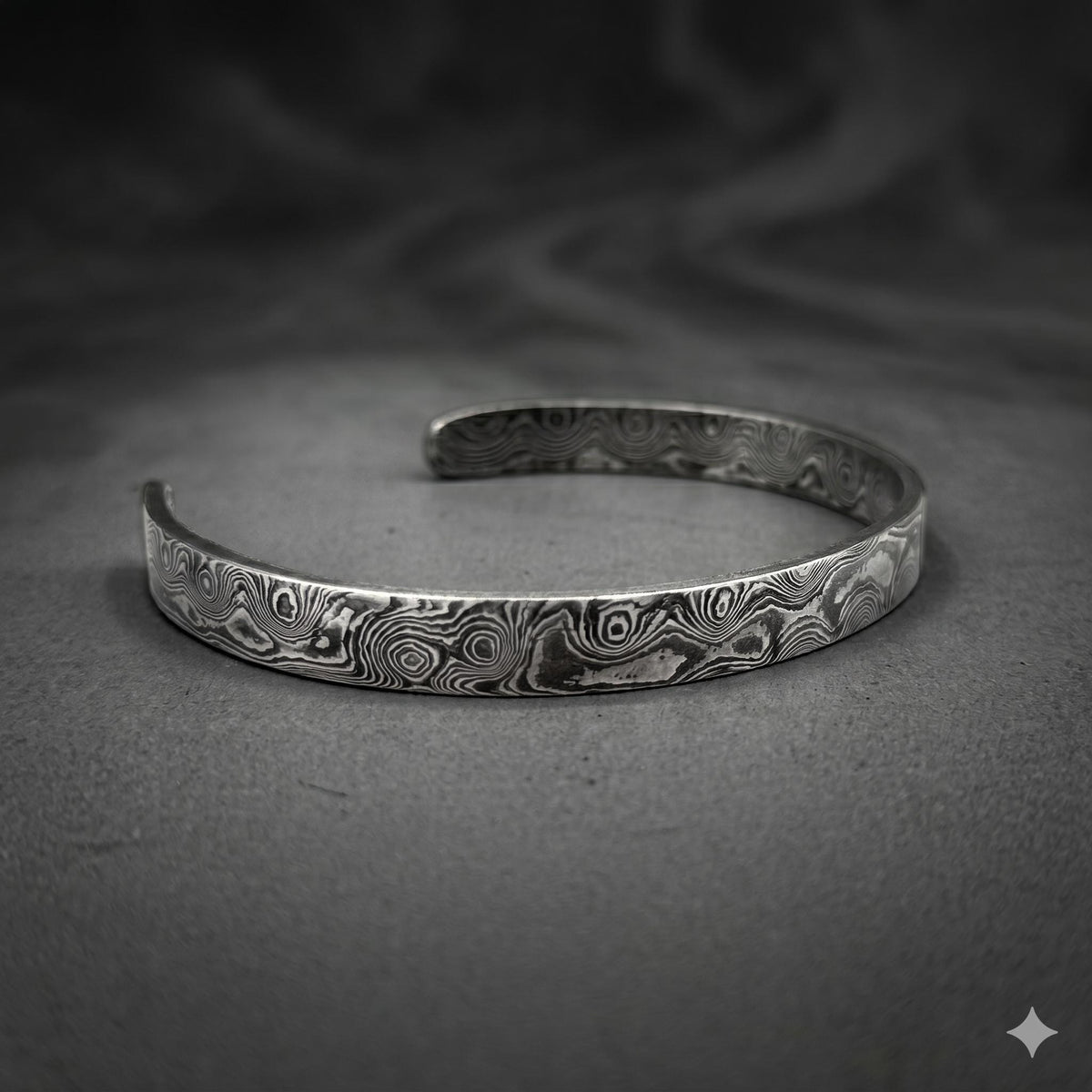 Damascus Steel Cuff Bracelet — Simple Minimalist Band