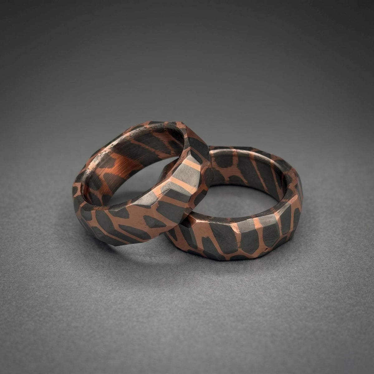 Faceted Superconductor Couple Ring Set — Copper Niobium Honeycomb