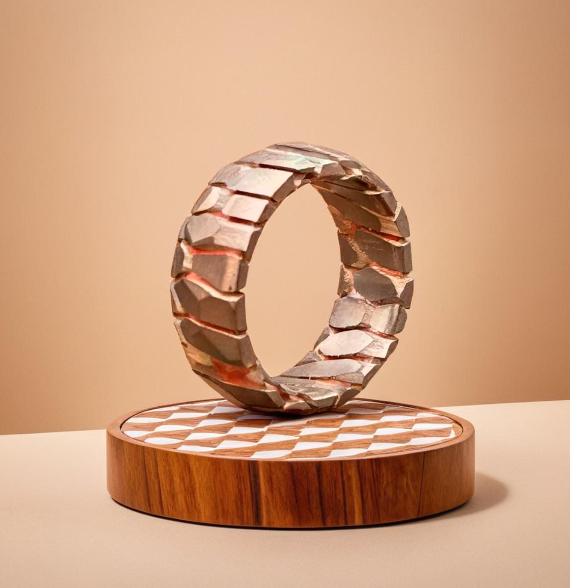 Superconductor Wedding Band — Titanium Niobium Deep Etched