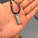 Grade 5 Titanium Bar Pendant with Silver Chain — Hammered Finish