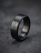 Damasteel Wedding Band — Black Beveled Finish