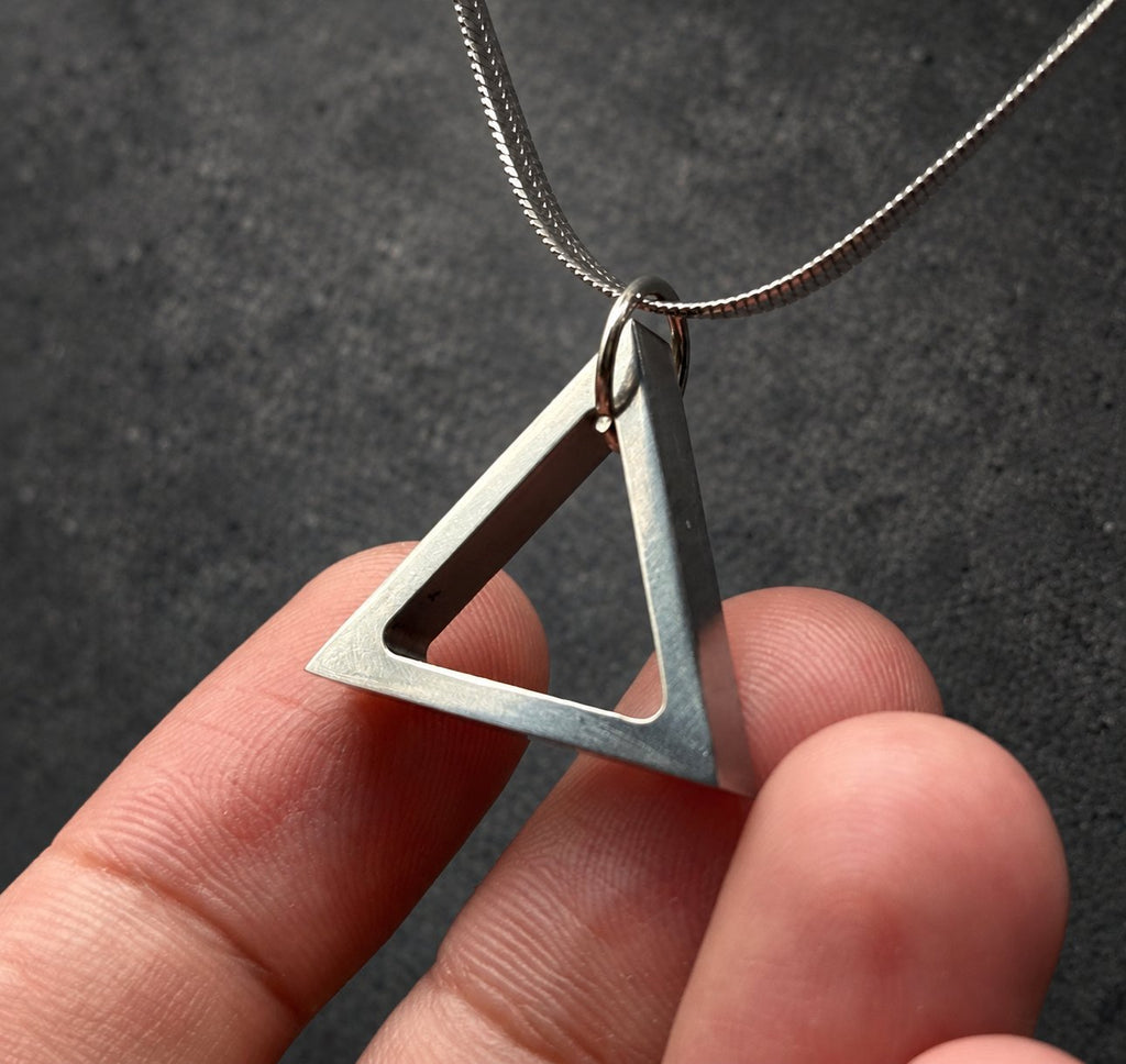 Titanium Triangle Pendant — Boho Minimalist Necklace, view 3