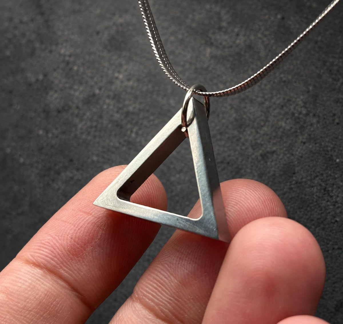 Titanium Triangle Pendant — Boho Minimalist Necklace, view 3