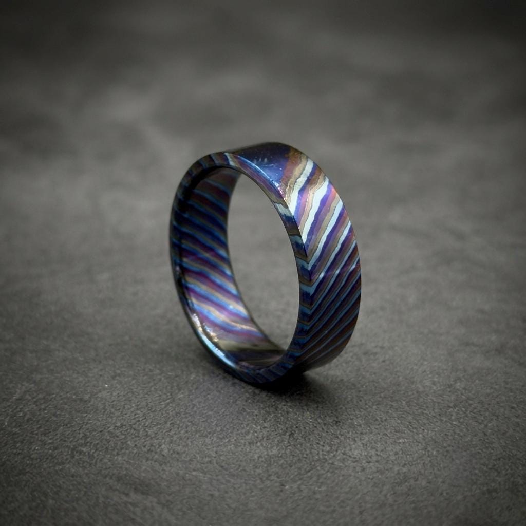 Timascus Wedding Band — Zirconium Titanium Ring