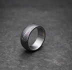Damascus Steel Wedding Band with Titanium Inlay, view 3