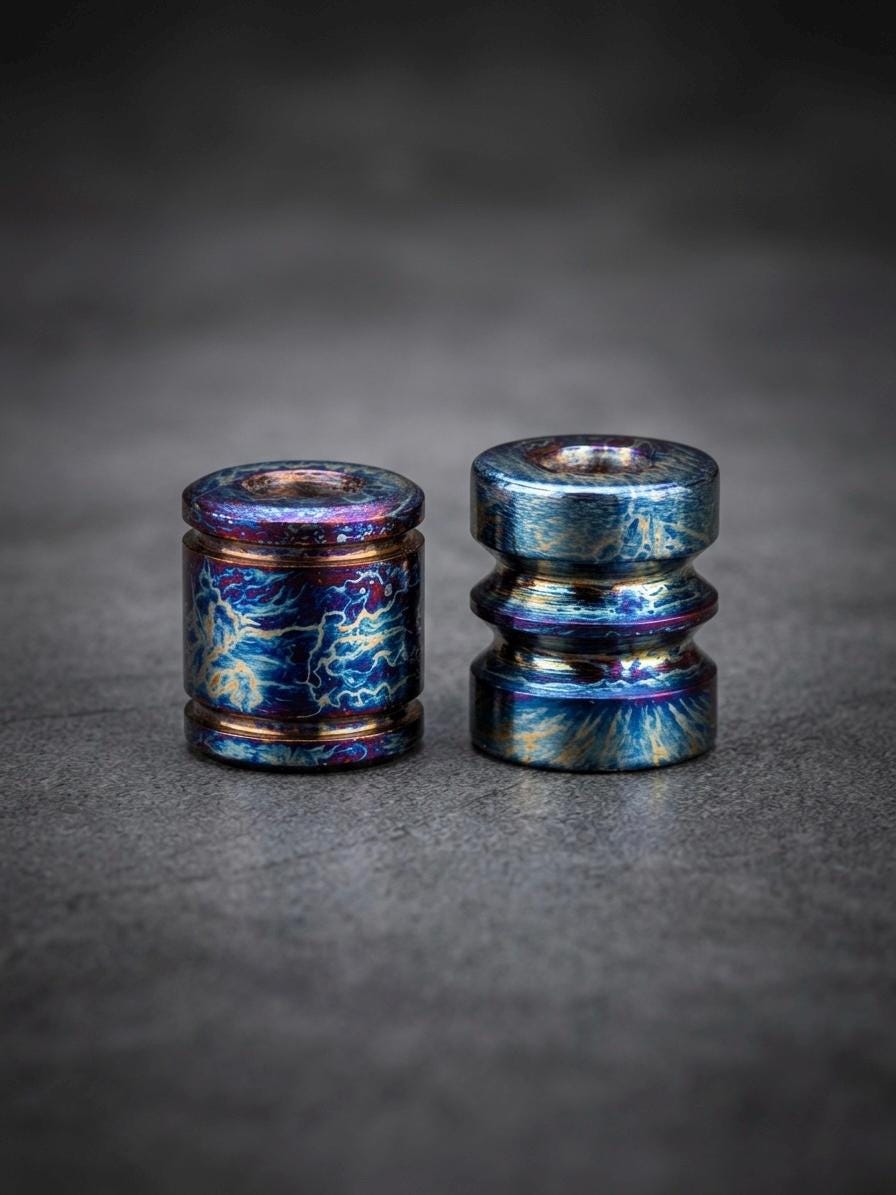 Titanium Cylinder Paracord Bead, 14 mm — Anodized Knife Bead