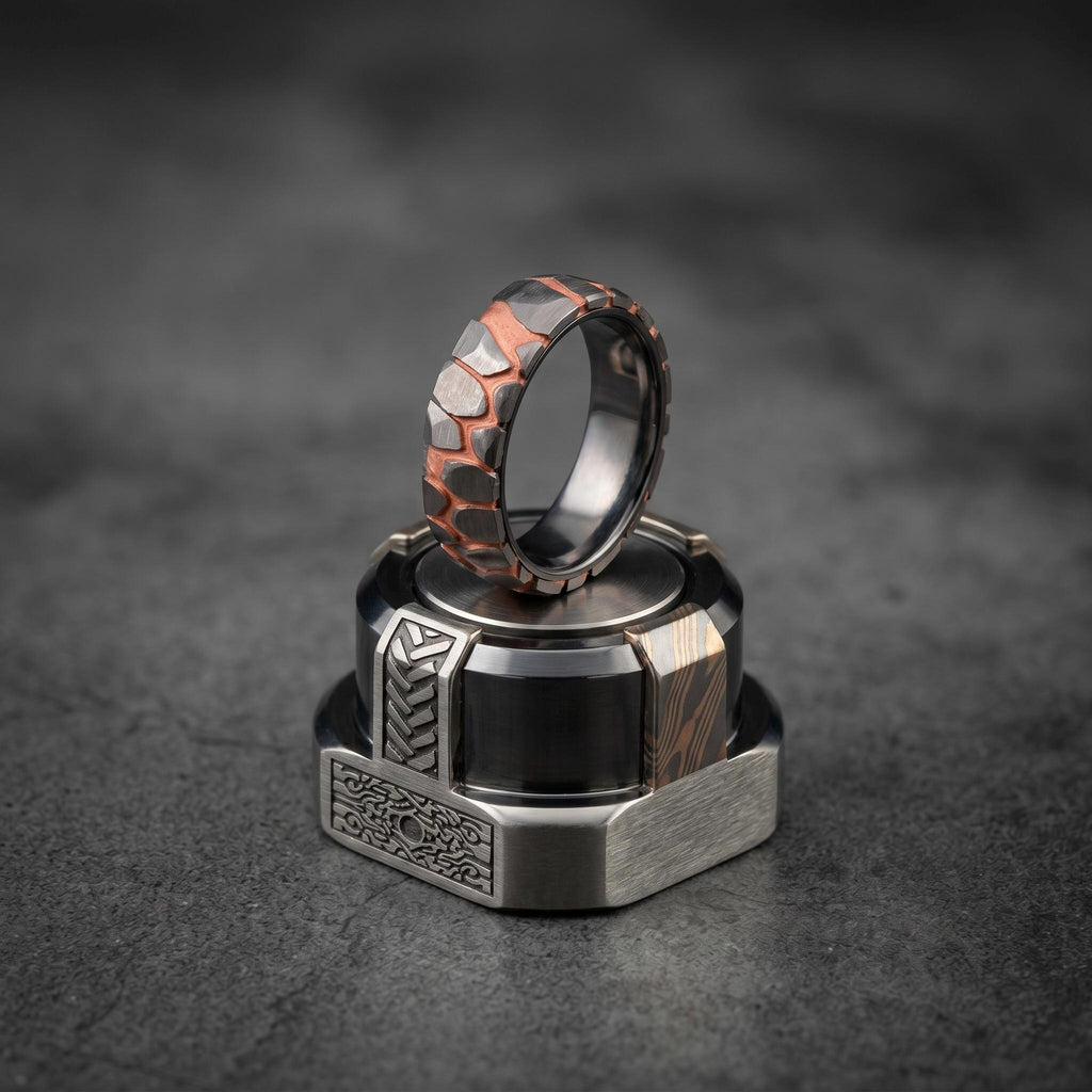 Superconductor Wedding Band — Copper Niobium Deep Etched