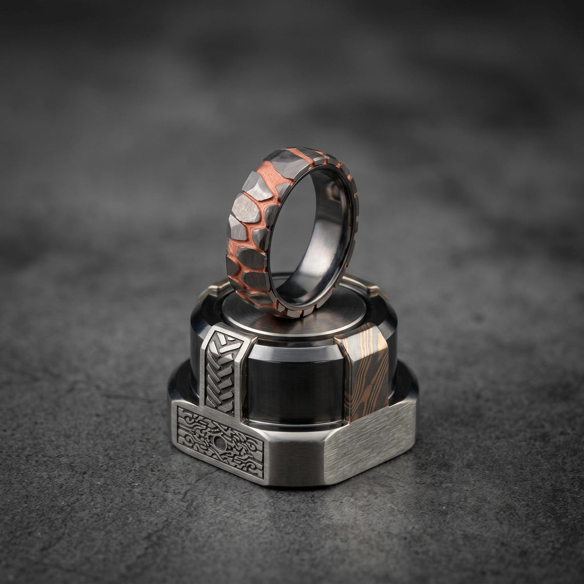 Superconductor Wedding Band — Copper Niobium Deep Etched