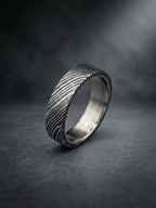 Damascus Steel Wedding Band — Titanium Inner Sleeve, view 7