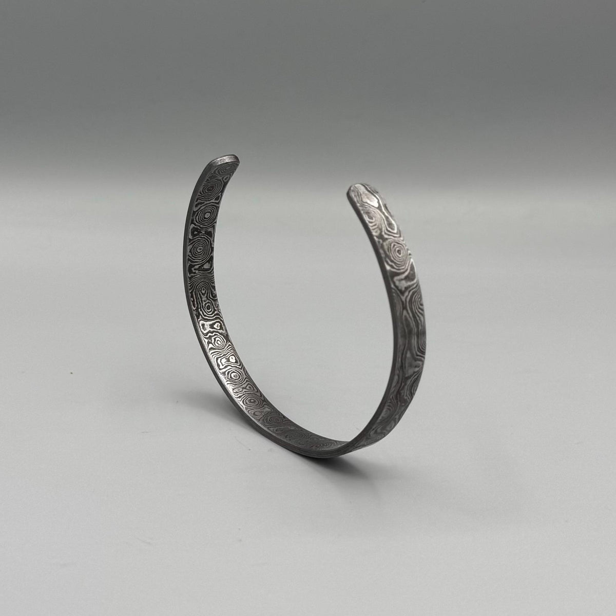 Damascus Steel Cuff Bracelet — Simple Minimalist Band