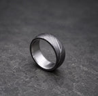 Damascus Steel Wedding Band with Titanium Inlay, view 7