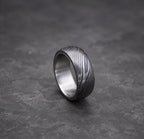 Damascus Steel Wedding Band with Titanium Inlay, view 2