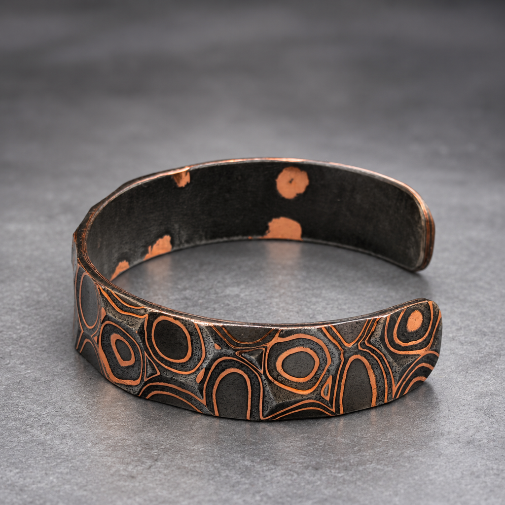 The Anvil Copper Damascus Cuff — Hammered, 15 mm, view 2