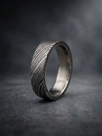 Damascus Steel Wedding Band — Titanium Inner Sleeve, view 4