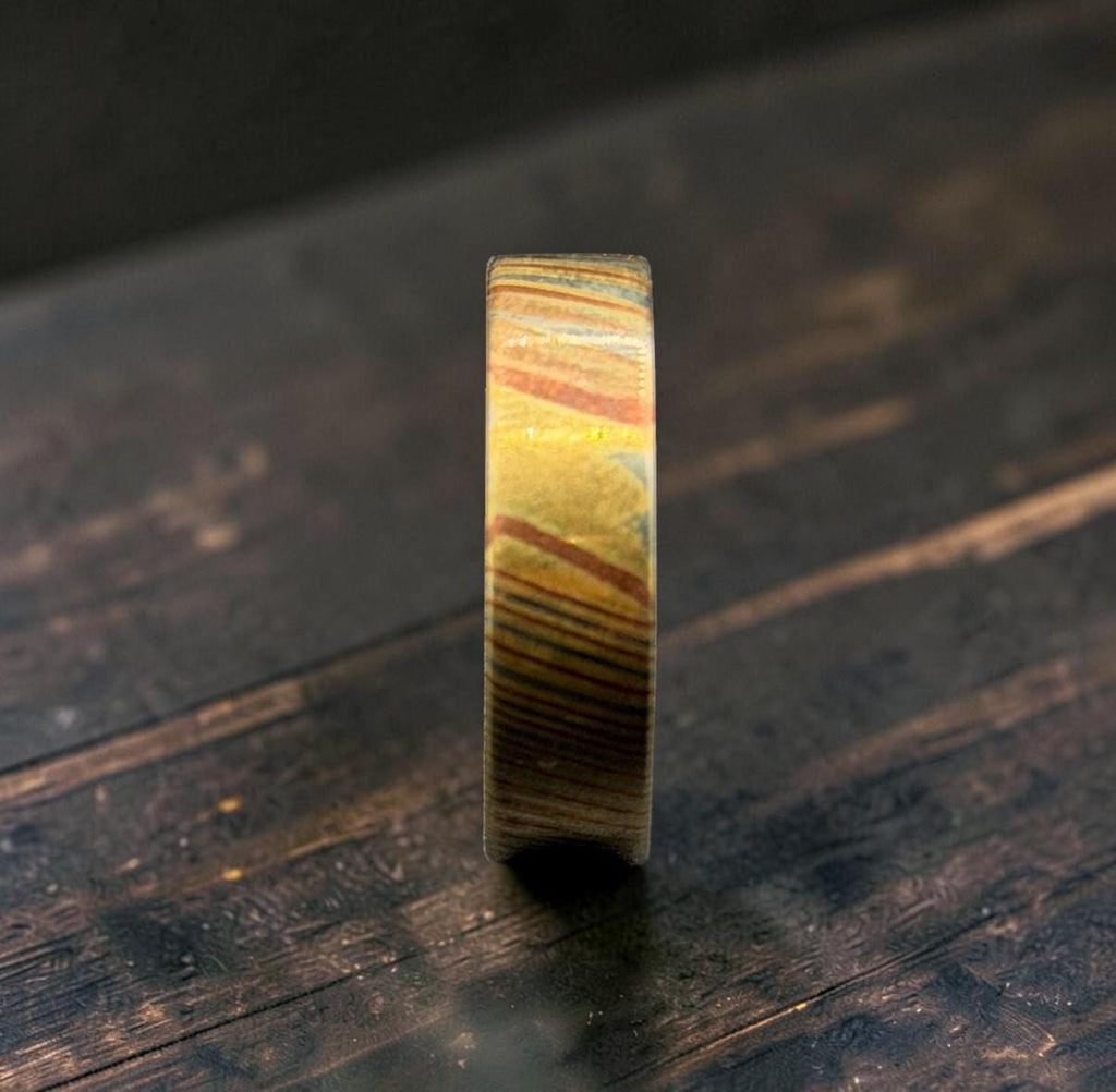 Mokume Gane Wedding Band — Copper Brass Silver Ring