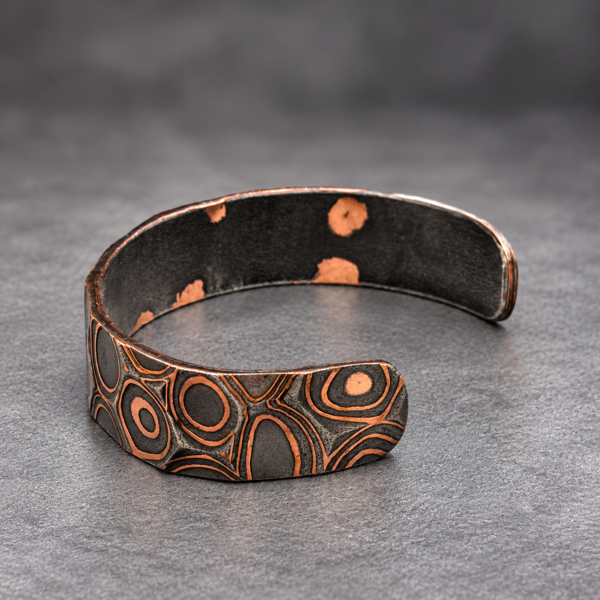 The Anvil Copper Damascus Cuff — Hammered, 15 mm, view 4