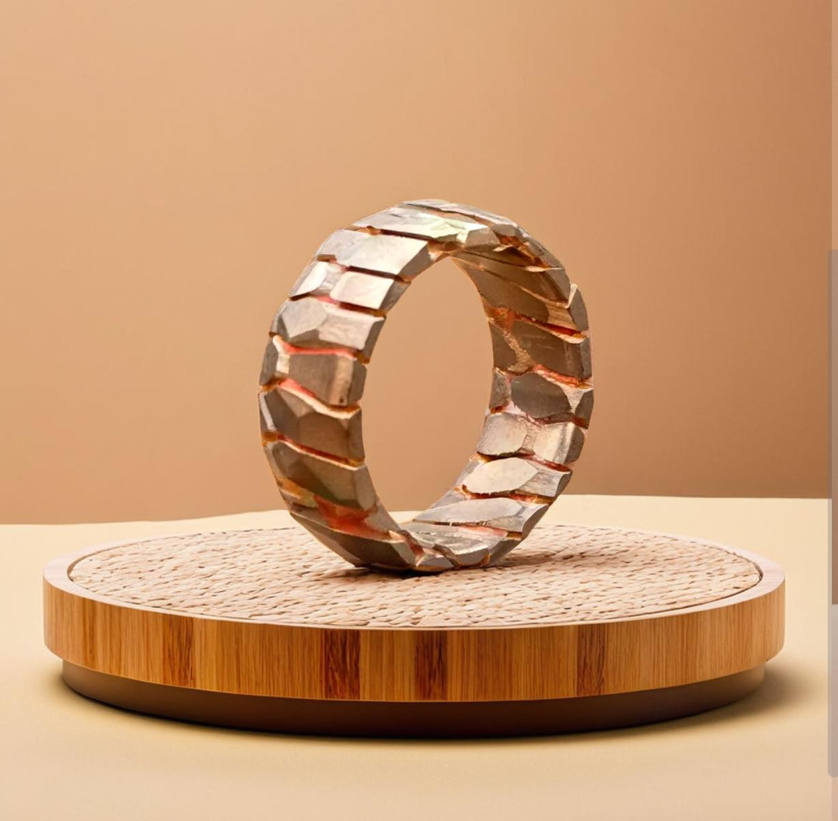 Superconductor Wedding Band — Titanium Niobium Deep Etched