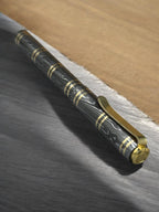 Damascus Steel Fountain Pen with Copper Clip